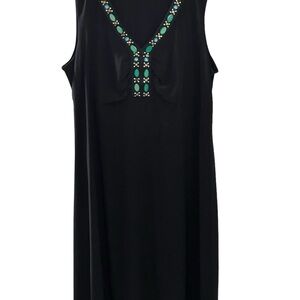 Le BOS Black short  sleeve embellished sheath dress size 20W